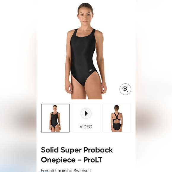 Women's Speedo Training Soild Super Proback Onepiece ProLT Black 8/34 NEW - Picture 6 of 7